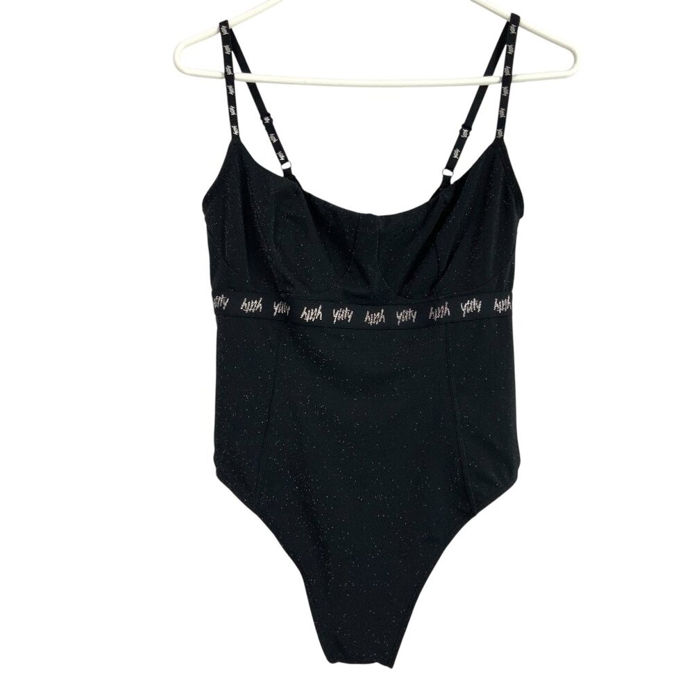Yitty Black Sparkle Bodysuit One Piece Shapewear Lingerie Adjustable Straps Sz M